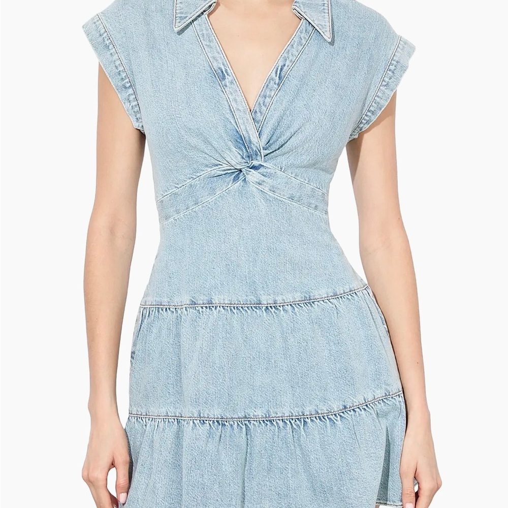 Alice + Olivia Mila Twist Front Denim Mini Dress